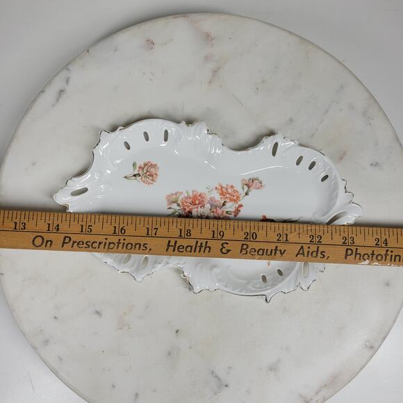Furstenberg Floral Reticulated Trinket Dish 9.7" Porcelain Dresser Tray Germany - Picture 15 of 15